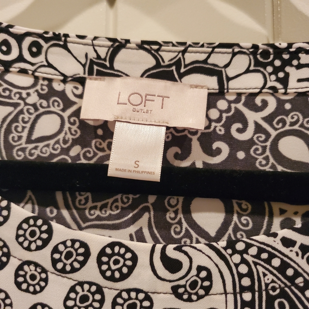 Loft Black and White Shift Dress Sz S - Picture 2 of 5